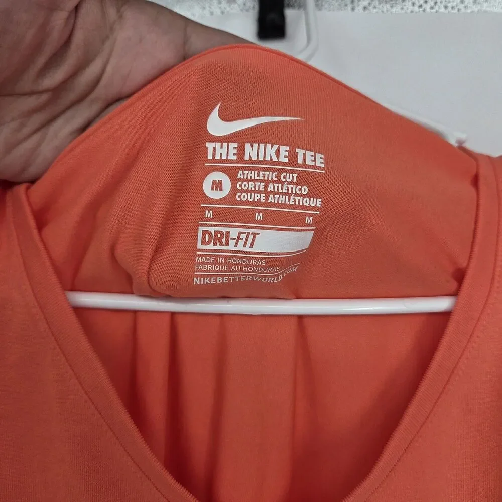 Nike Dri-FIT Womens Lot 2 Long Sleeve V-Neck Athletic T-Shirt Sz M Gray Orange